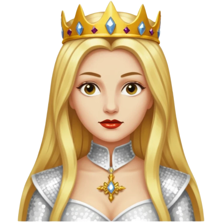 Katharina Siegel, Mistress of Vlad Tepes with long golden blonde hair, white sequin outfit emoji