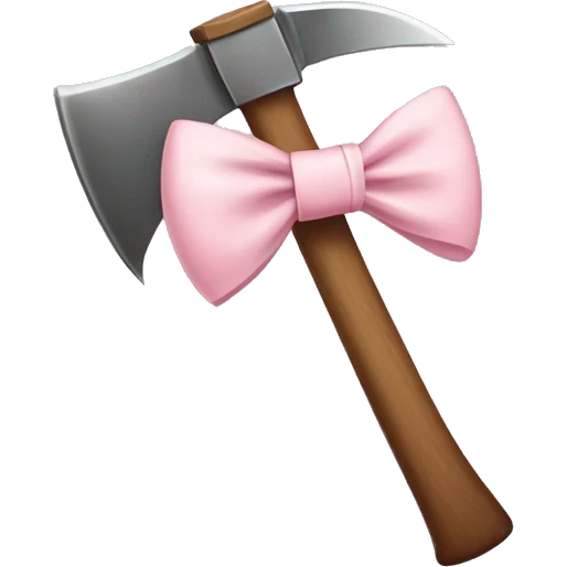 axe with a pale pink bow tied on the center emoji