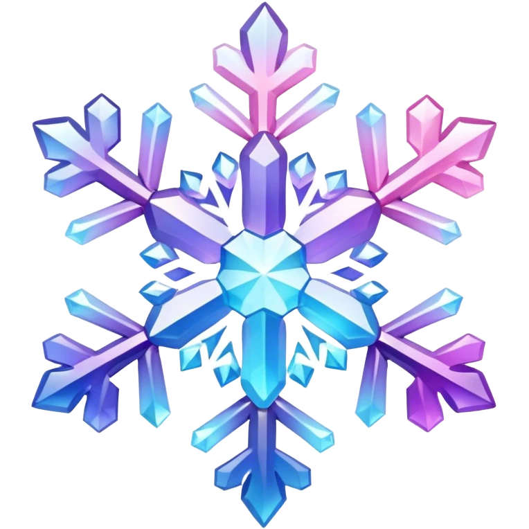 Gradient iridescent Pastel Pink violet blue white crystal gemstone snowflake  emoji