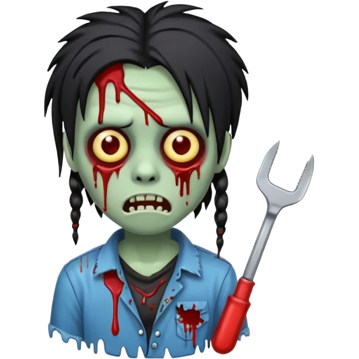 trap hood zombie emoji with saw and drip and emo black hair with dreads  emoji