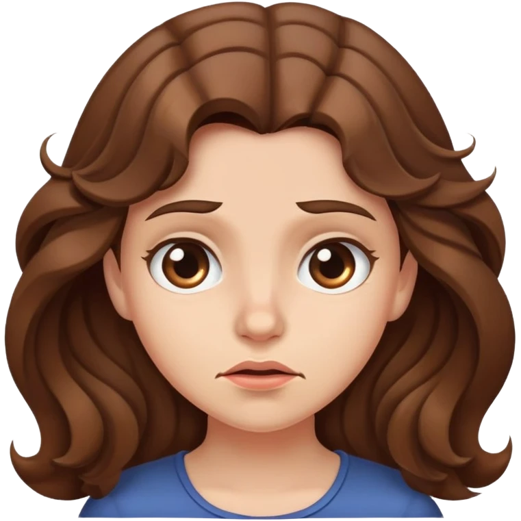 Una chica pelo ondulado y castaño con cara de asco  emoji