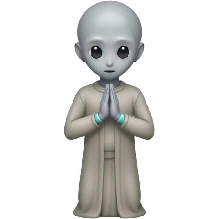 fullbody STANDING AND PRAYING CLOSED HANDS gray alien FROM BEHIND  BACKVIEW emoji