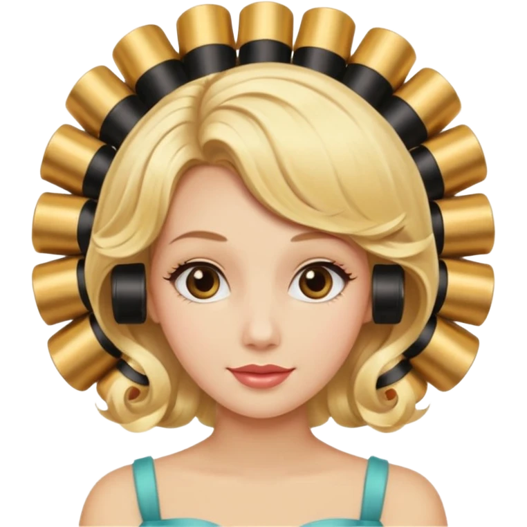 hair with golden hair rollers emoji