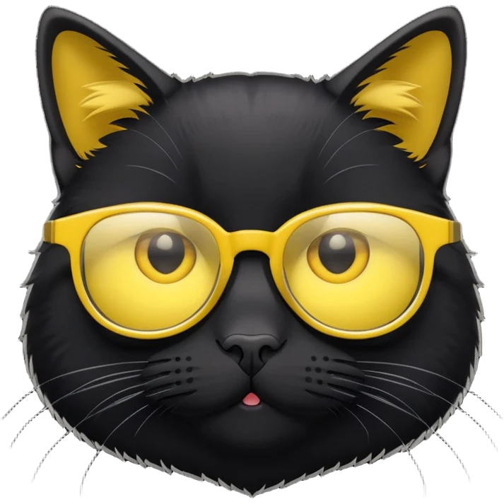 Black cat in yellow glasses emoji
