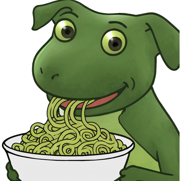Dogs with noodles emoji