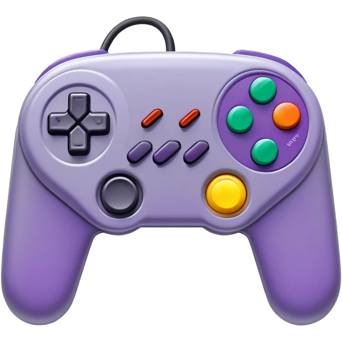 Clash of Clans aesthetic: Cinematic Playful SNES Controller Portrait Emoji, rendered in a 3D vector-style similar to standard emojis with minimal shading and bold, simplified shapes. A compact, distinct form with signature details, softly glowing with a nostalgic gaming charm. Simplified yet unmistakably iconic, highly detailed and consistent, glowing with a soft radiance and high shine. Stylized with a touch of retro gaming magic and a soft glowing outline, capturing the essence of a beloved gaming relic with a friendly, playful manner! emoji