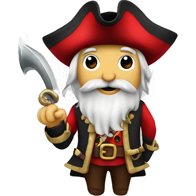 Pirate with red suit, red hat and hook hand and moustache  emoji