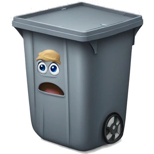 trash can with rms and legs that is running emoji