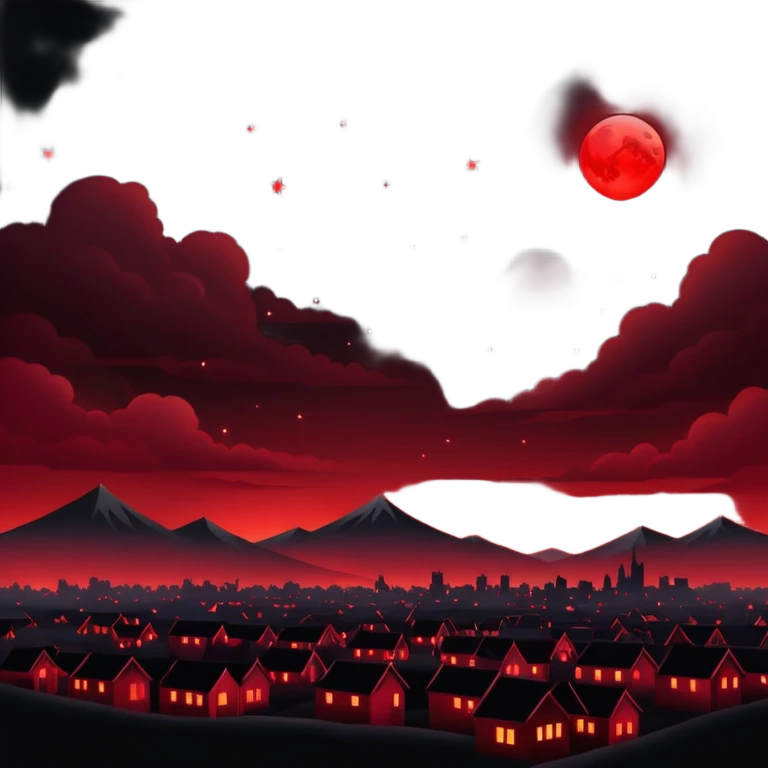 Edgy Black night sky crimson-blood-red glowing lights  Aesthetic scene scenery full picture  emoji