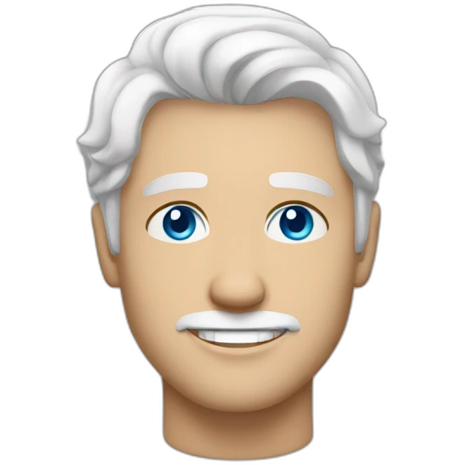 White handsome man in age 28 with white hair and blue eyes emoji