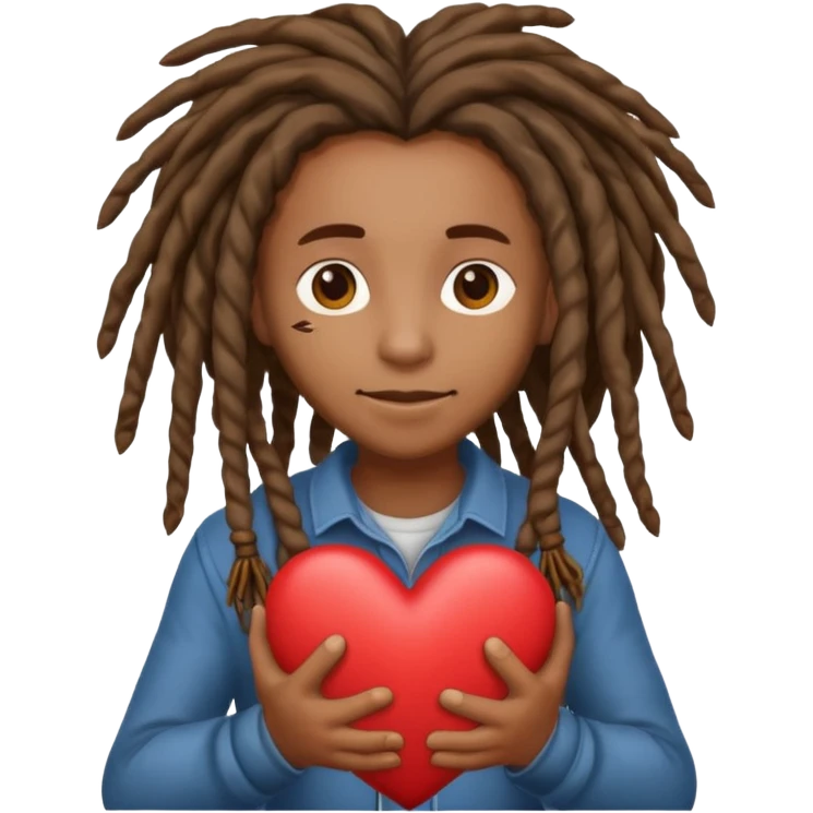 Holding heart out of chest brown skin person with dreads emoji