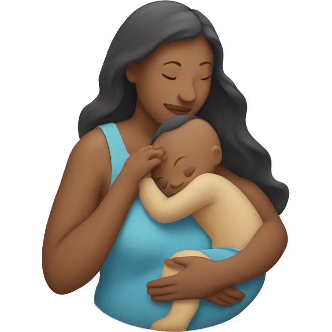 Mom holds the baby in her arms facing each other emoji