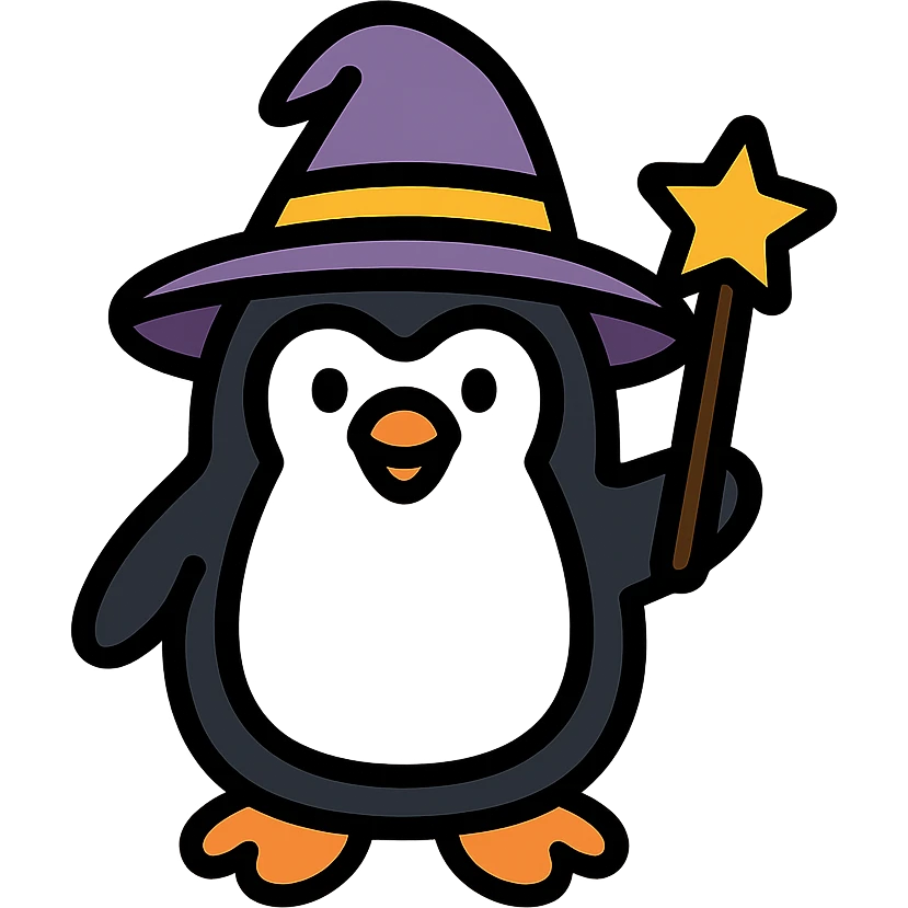 A penguin wizard emoji