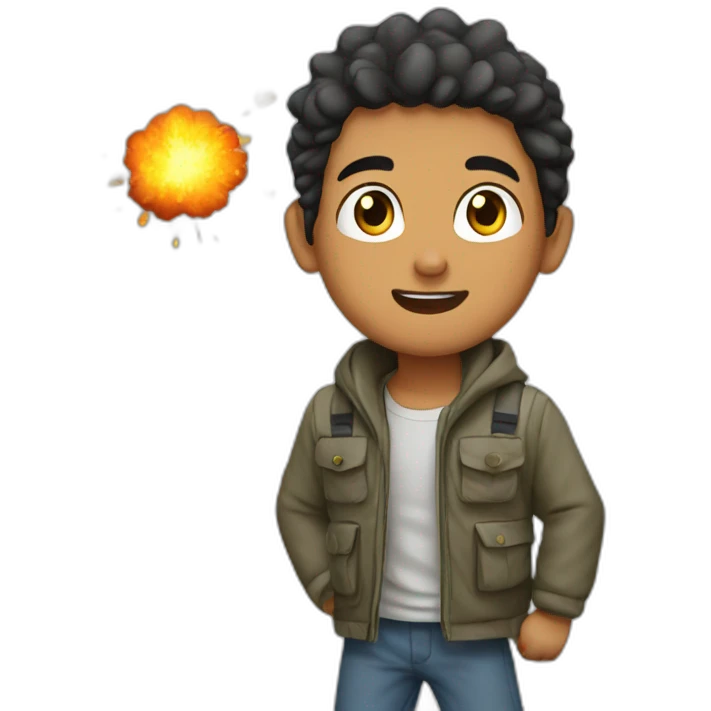 arab boy with explosion emoji