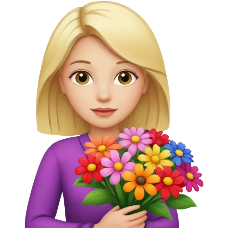 blonde woman with big bouquet of flowers emoji