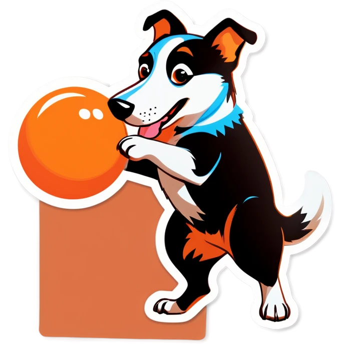 Dog with a orange ball emoji