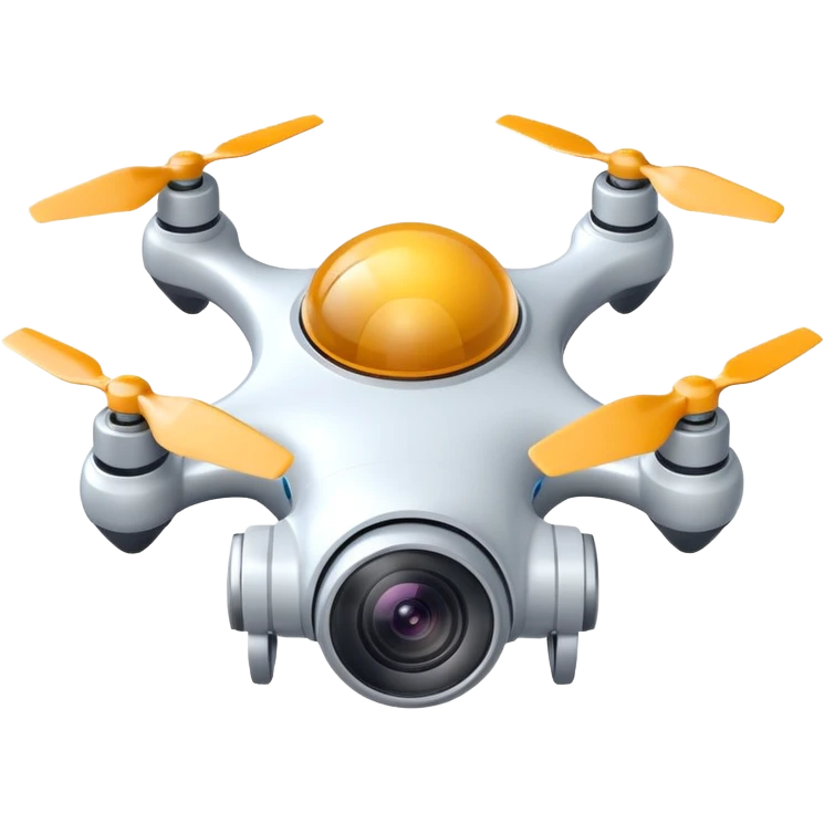 flying camera device object icon, small UFO shaped drone with camera lens, cute futuristic design, 3D cartoon, mobile game icon style, centered, clean background, no text, no watermark
 emoji