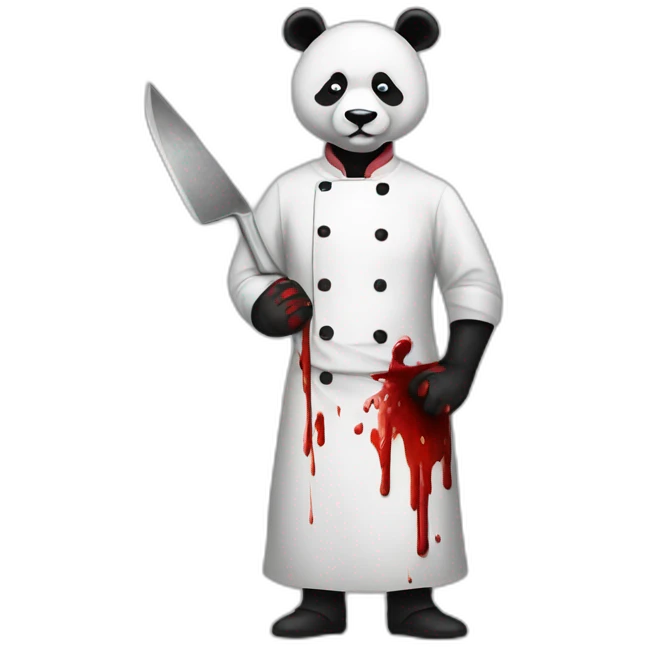 panda dressed as a bloody butcher emoji