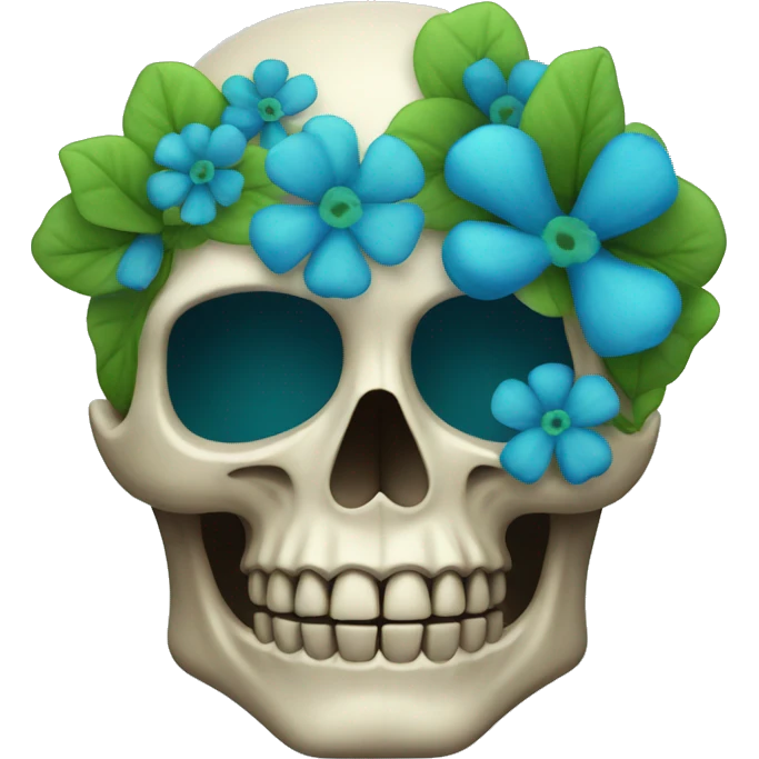 skull with green-blue flowers emoji