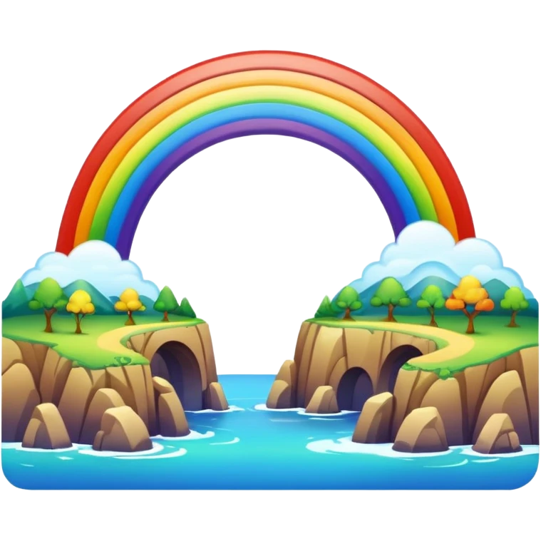 Rainbow Bridge – Arched rainbow connecting islands. emoji