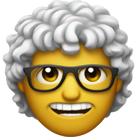 Greek God like looking person, with a scary smile and sunglasses emoji