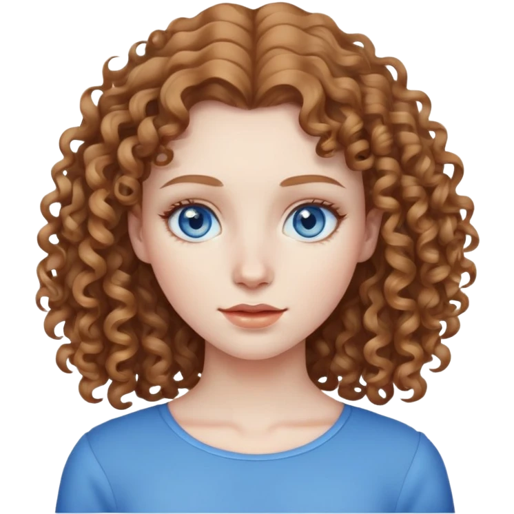 woman with pale skin, light brown curly hair, blue eyes emoji