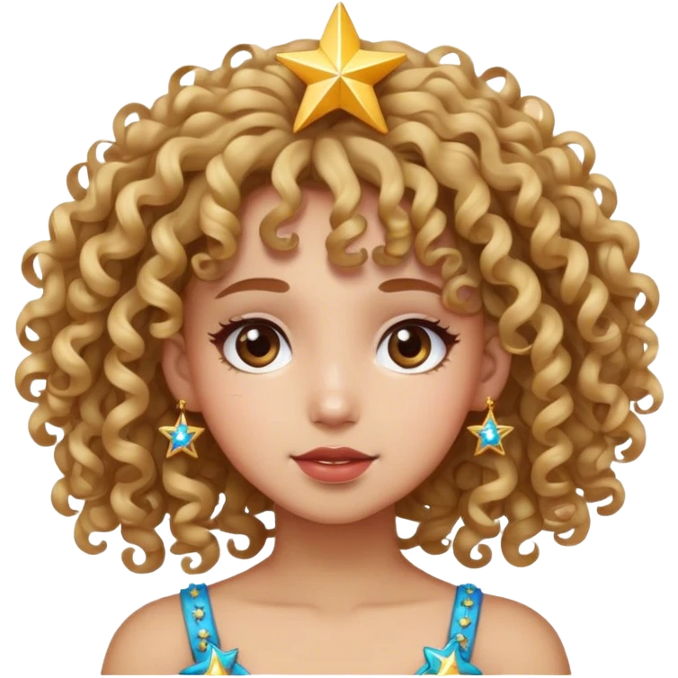 Curly hair girl with star accessories  emoji