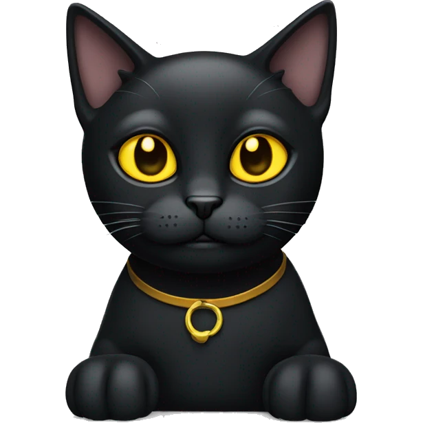 black cat with yellow eyes lazy laying  emoji
