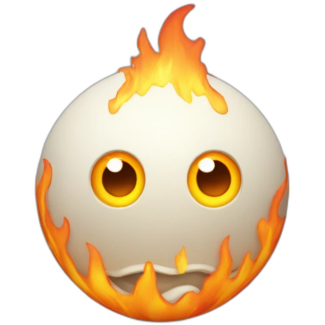 3d sphere with a cartoon Blaze skin texture with big playful eyes emoji
