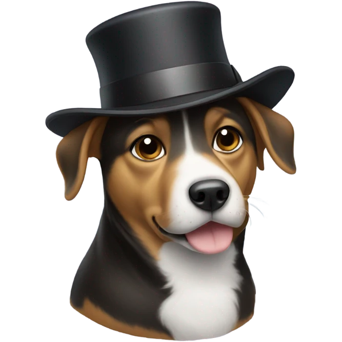 Dog wearing cap and a top hat emoji