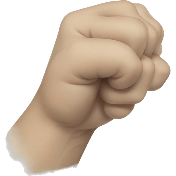 a climber's thumb, pointing down, chalked up, with fingers taped. emoji