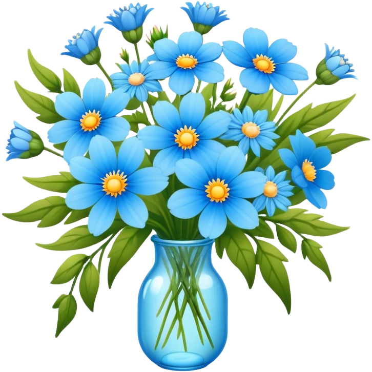 Mix of Light blue wildflowers bouquet emoji