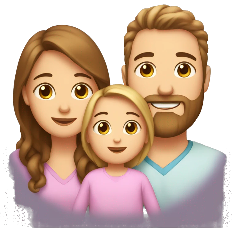 mom with brown hair and brown eyes, dad with blond hair and beard, and baby emoji