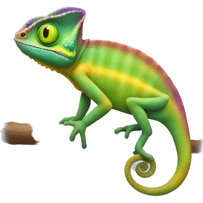 chameleon with green, purple and yellow colors emoji