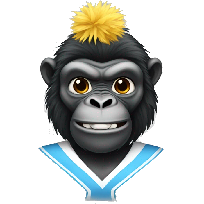 A gorilla in a cheerleader outfit with Pom poms  emoji
