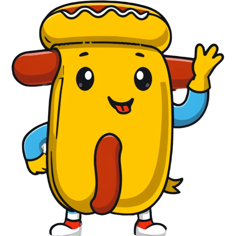 man dressed as a hot dog snack emoji