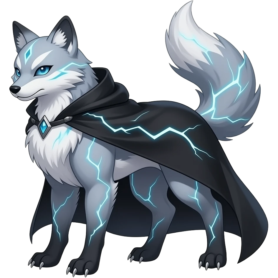 Cool Badass Pretty Ethereal Renamon-Zeraora-Zoroark-Fakémon-hybrid full body emoji