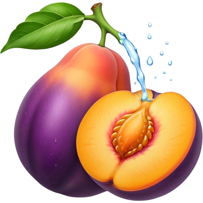 Make me a peach with water squirting out and a egg plant  emoji