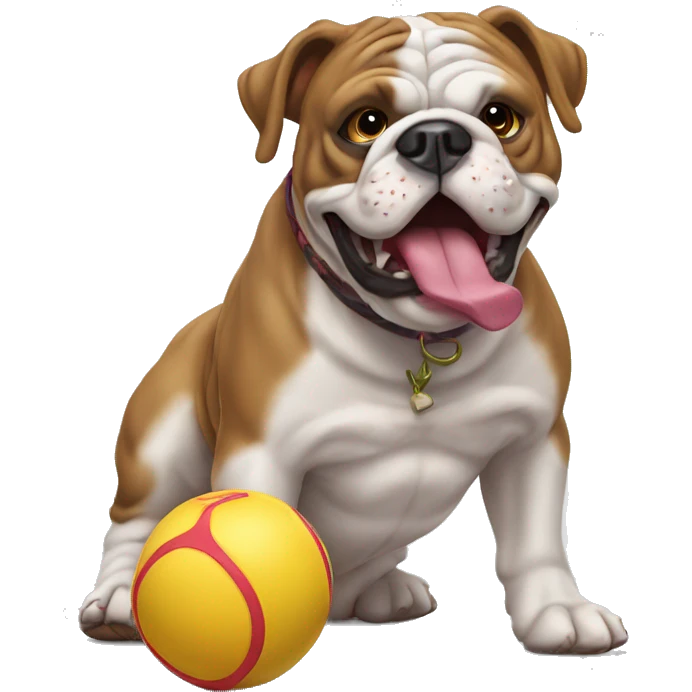 Old english bulldog play with a dog toy emoji