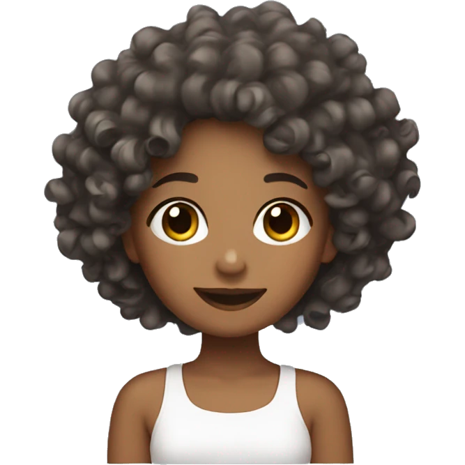 A girl with curly hair doing skincare emoji