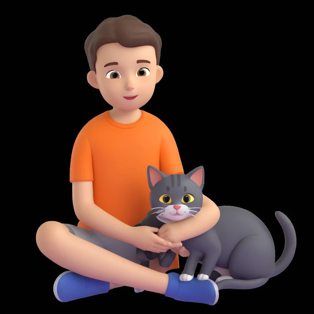 boy and cat pet emoji