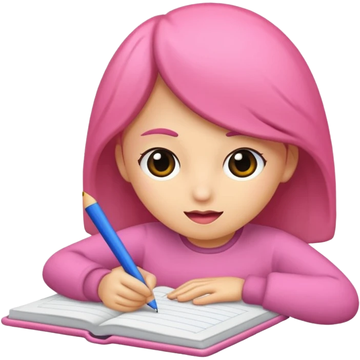 lapiz rosa escribiendo pensando emoji