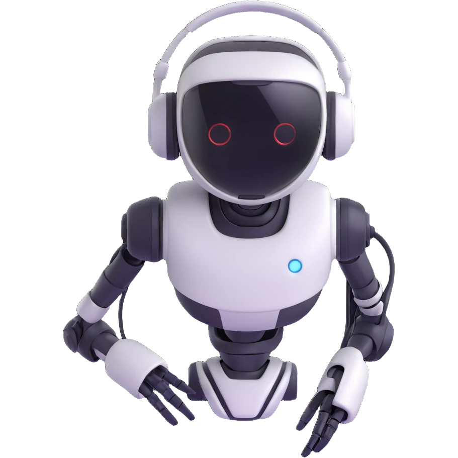sleek robot with a headset, professional appearance, main color #fbcd0b, designed for a business chatbot emoji