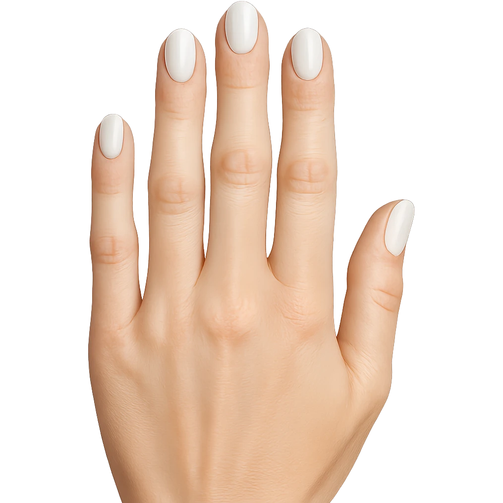 beautiful realistic female hand with five fingers and white manicure emoji