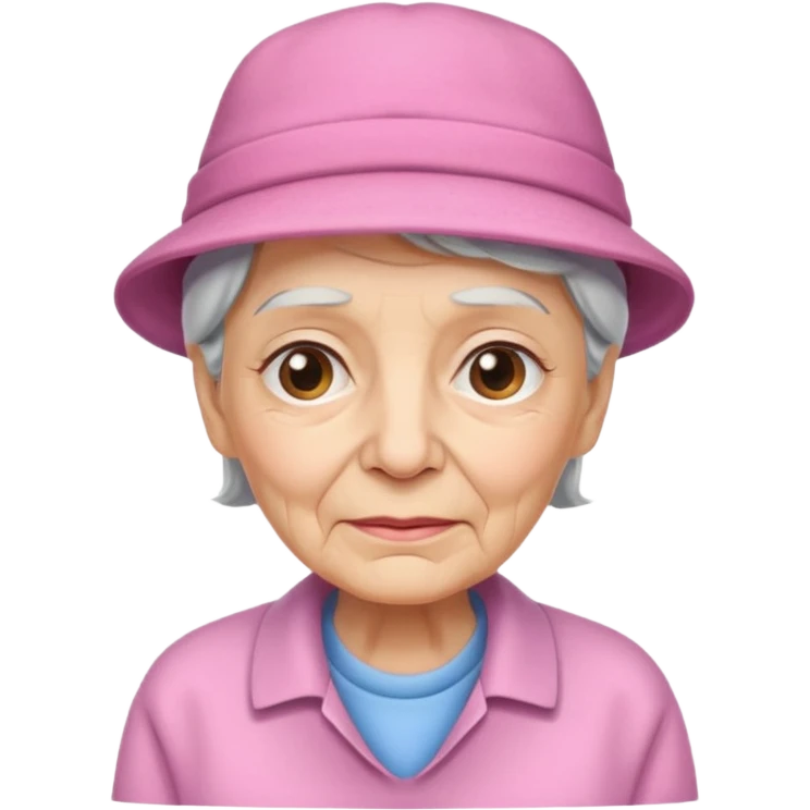 eldery with pink hat and shirt emoji