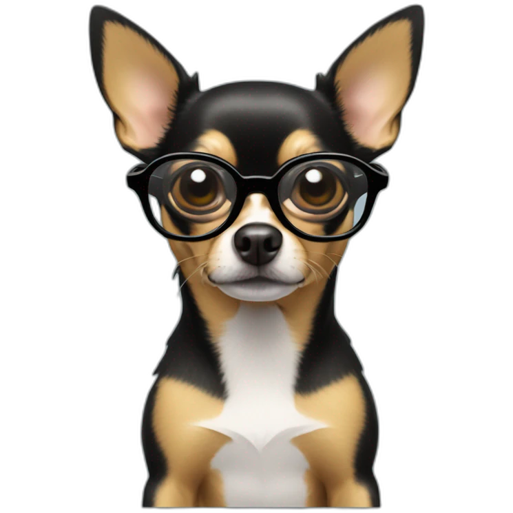 chihuahua NEGRO CON GAFAS emoji