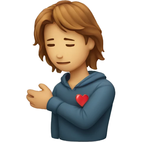 A person holding a broken heart  emoji