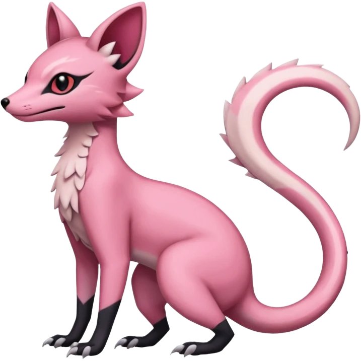 Pastel white rose-pink Salandit-Umbreon-Genet-Noivern-Civet-Hybrid (Full body) emoji