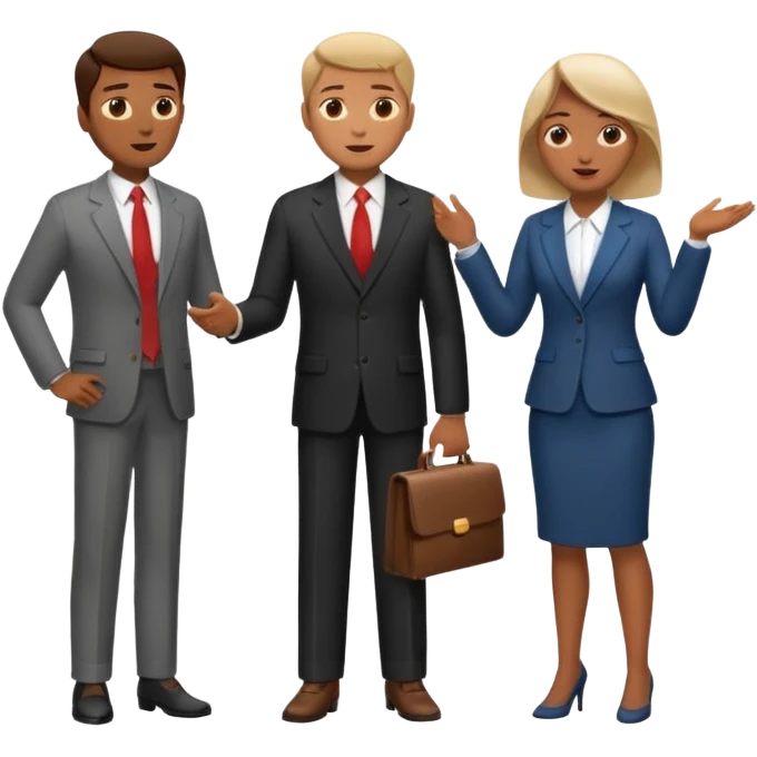 3 personas paradas. conversando debatiendo emoji