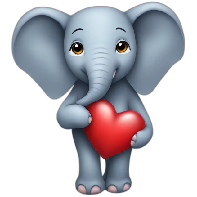 Elephant holding a heart emoji